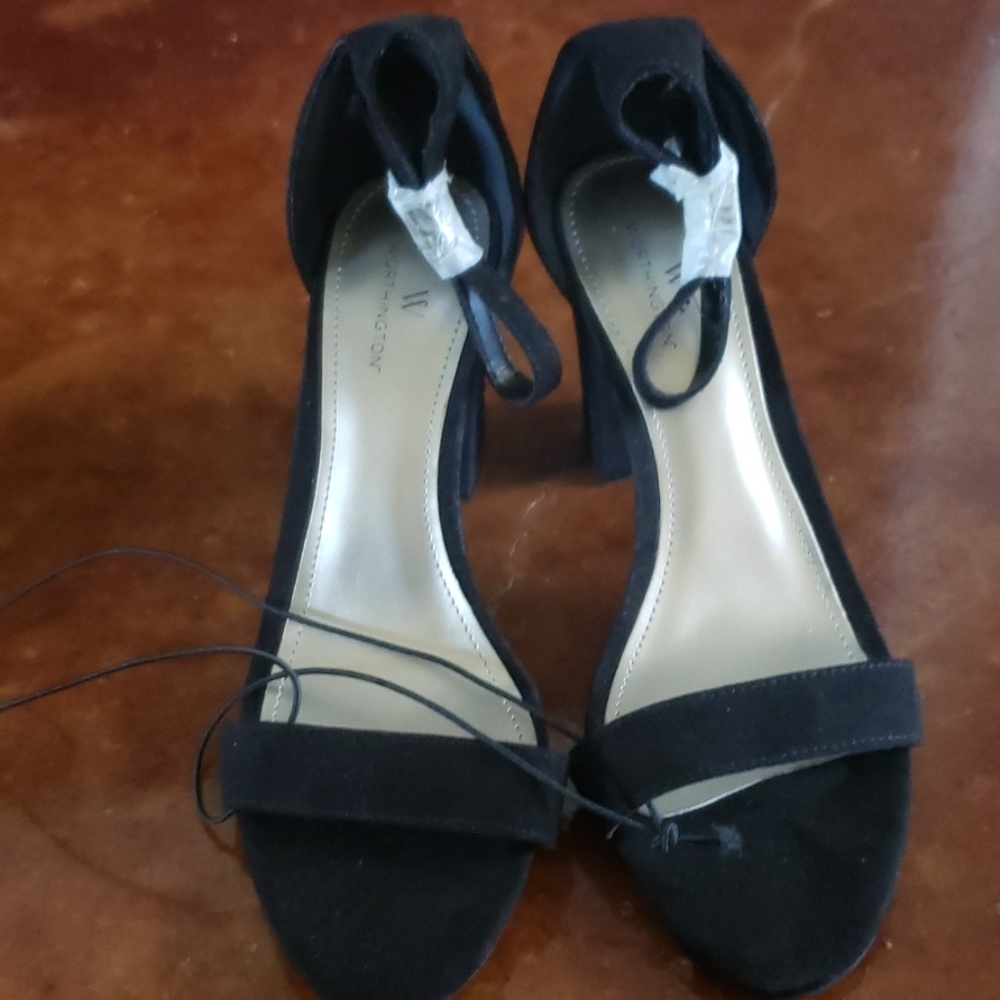 Size 8 black heels with ankle straps